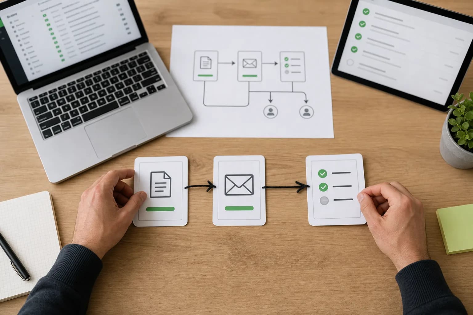 Flux automatisé reliant formulaire, email, tableur et tableau de suivi