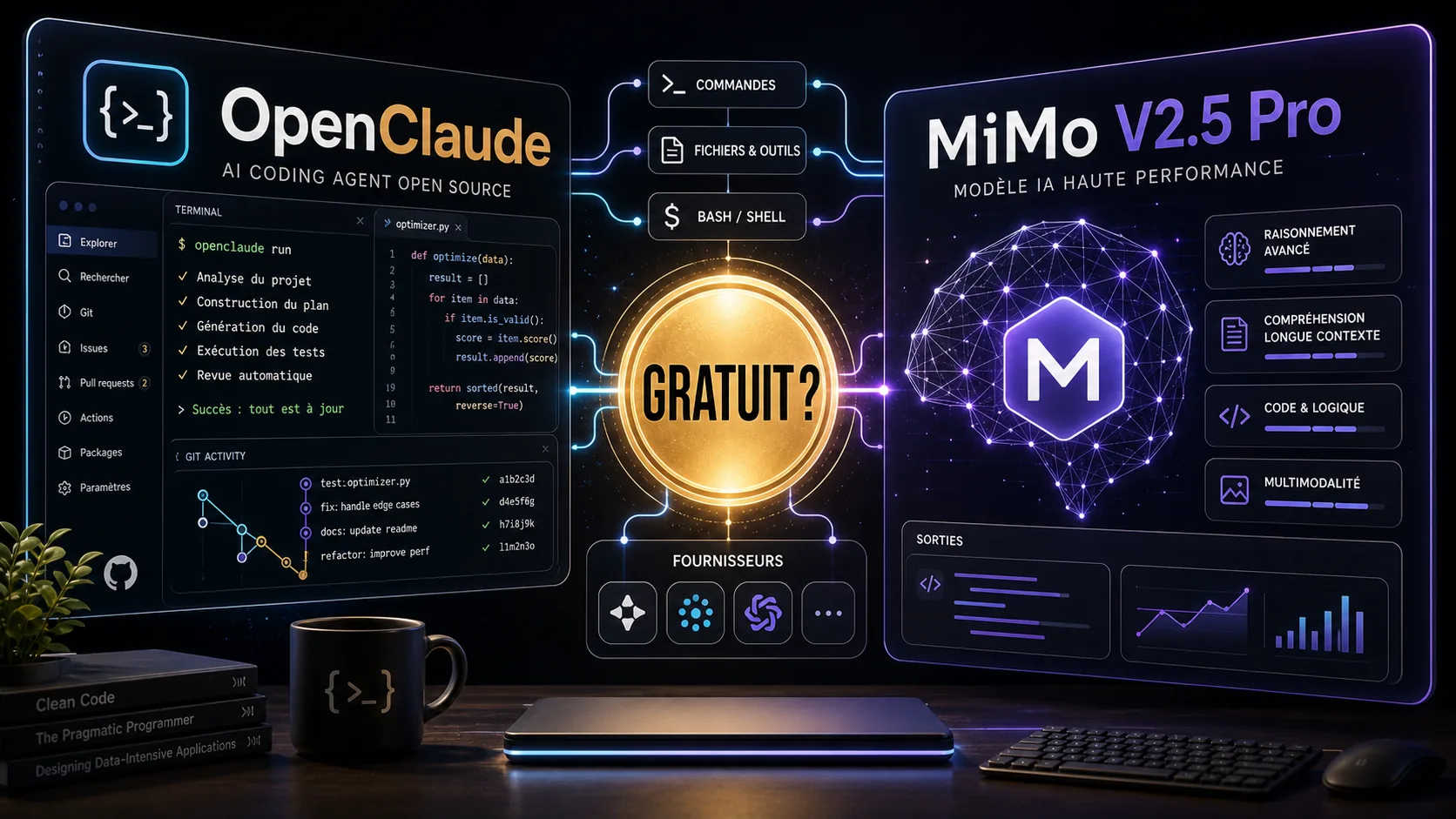 Illustration OpenClaude et MiMo V2.5 Pro avec question gratuité